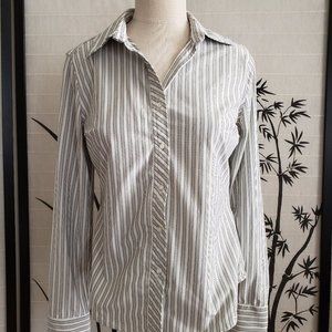 [Merona] White & Black Stripe Collared Button Down